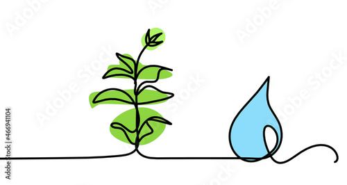 Abstract blue drop as line drawing on white background. Vector