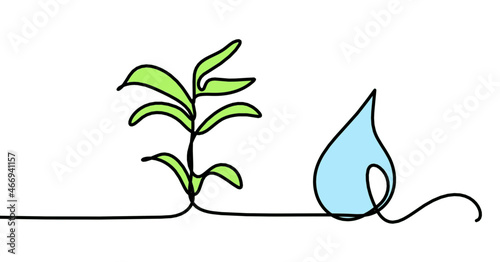 Abstract blue drop as line drawing on white background. Vector