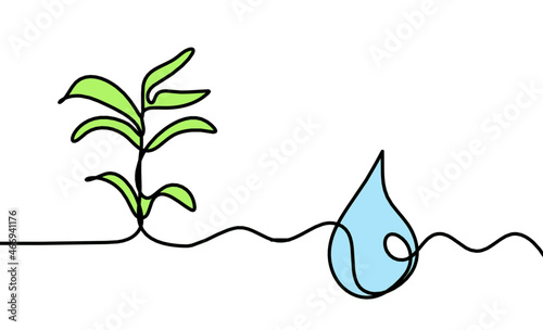 Abstract blue drop as line drawing on white background. Vector