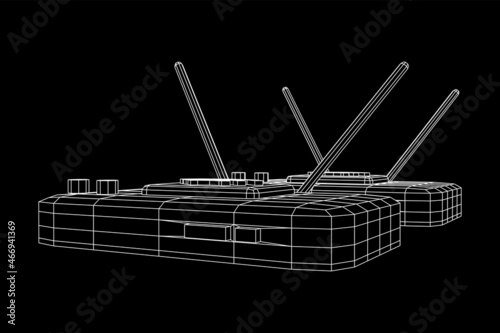 Modem Router with the antenna high speed wireless wifi internet. Wireframe low poly mesh vector illustration.