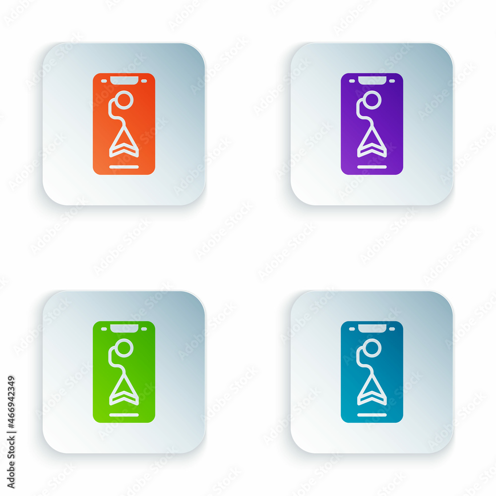 Color Infographic of city map navigation icon isolated on white background. Mobile App Interface concept design. Geolacation concept. Set colorful icons in square buttons. Vector Color Infographic of city map navigation icon isolated on white background. Mobile App Interface concept design. Geolacation concept. Set colorful icons in square buttons. Vector