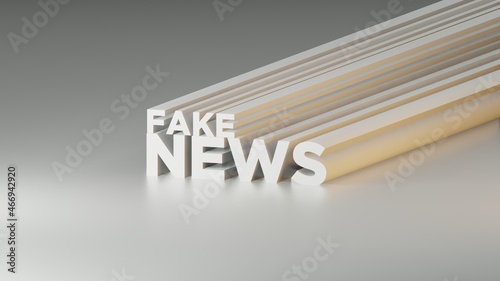 Fake News text background in white theme. 3D Illustration headline letter