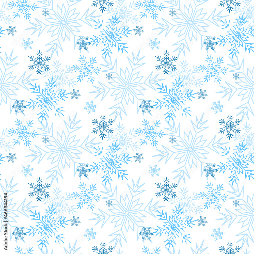 Christmas seamless pattern snowflake snow crystal, winter festive ornament for textile