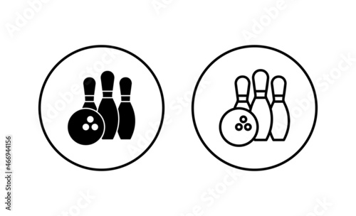 Bowling icons set. bowling ball and pin sign and symbol.
