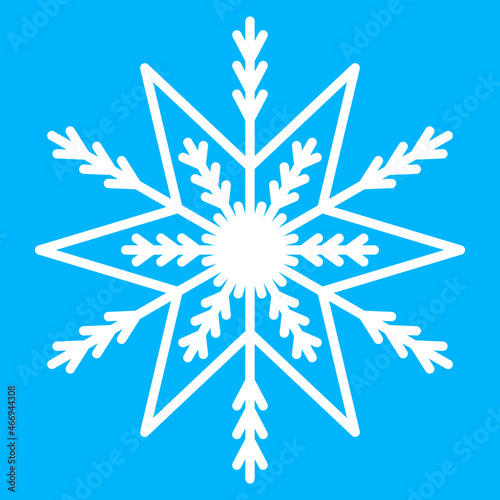 Symmetrical snowflake, winter Christmas decoration. Crystal snowflake geometric