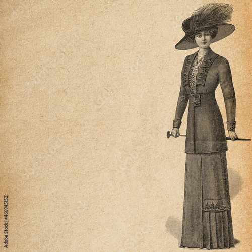 Fotografie Woman vintage dress hat