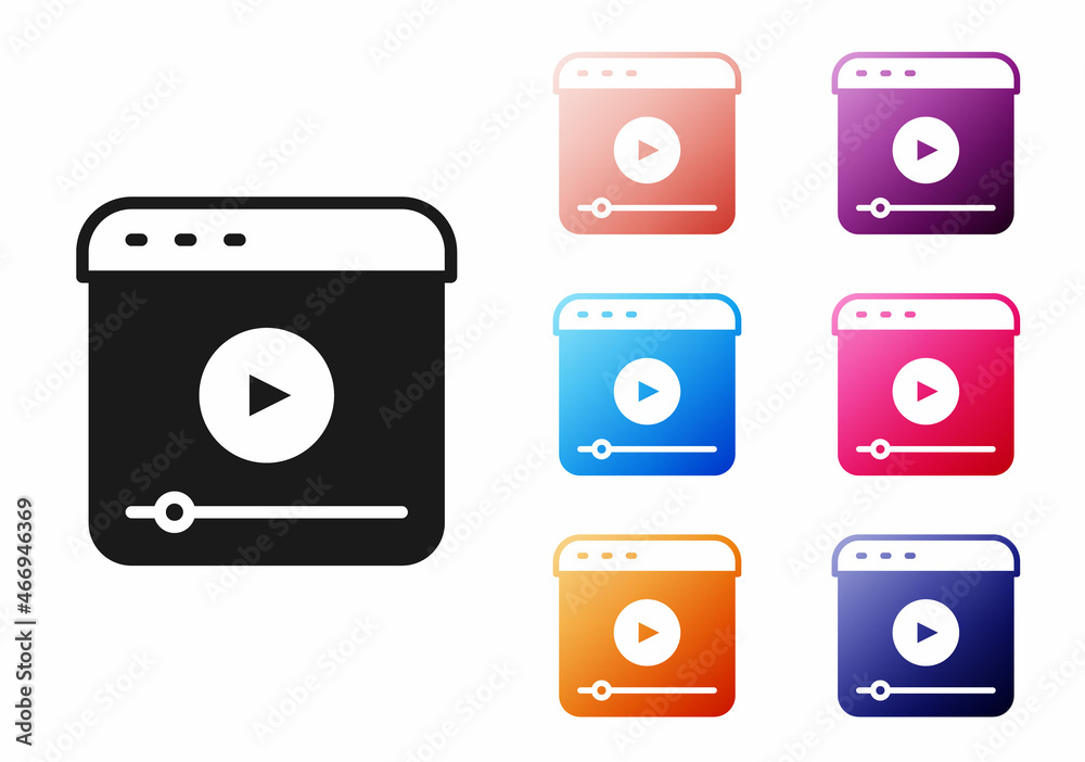 Black Live streaming online videogame play icon isolated on white background. Set icons colorful. Vector Black Live streaming online videogame play icon isolated on white background. Set icons colorful. Vector
