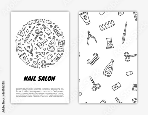 Card templates with nail salon icons.