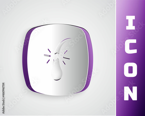 Paper cut Broken hair follicle icon isolated on grey background. Hair care treatment. Paper art style. Vector
