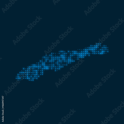 Little Cayman dotted glowing map. Shape of the island with blue bright bulbs. Vector illustration. photo