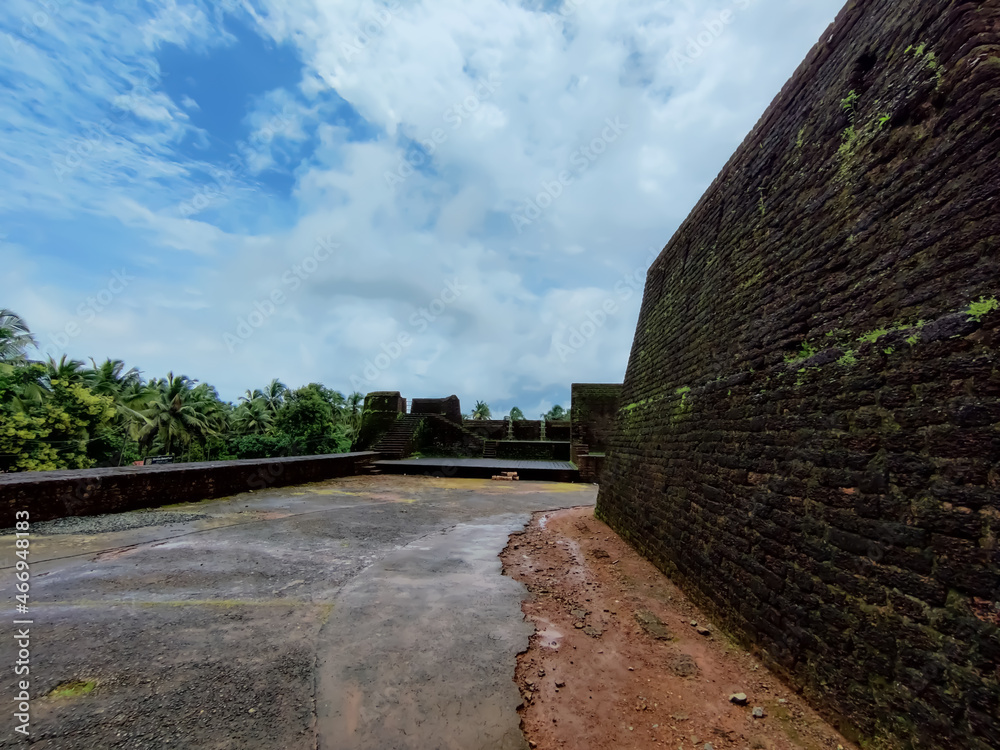 Ancient historical place in Kerala Bekal fort view under the cloudy sky Ancient historical place in Kerala Bekal fort view under the cloudy sky