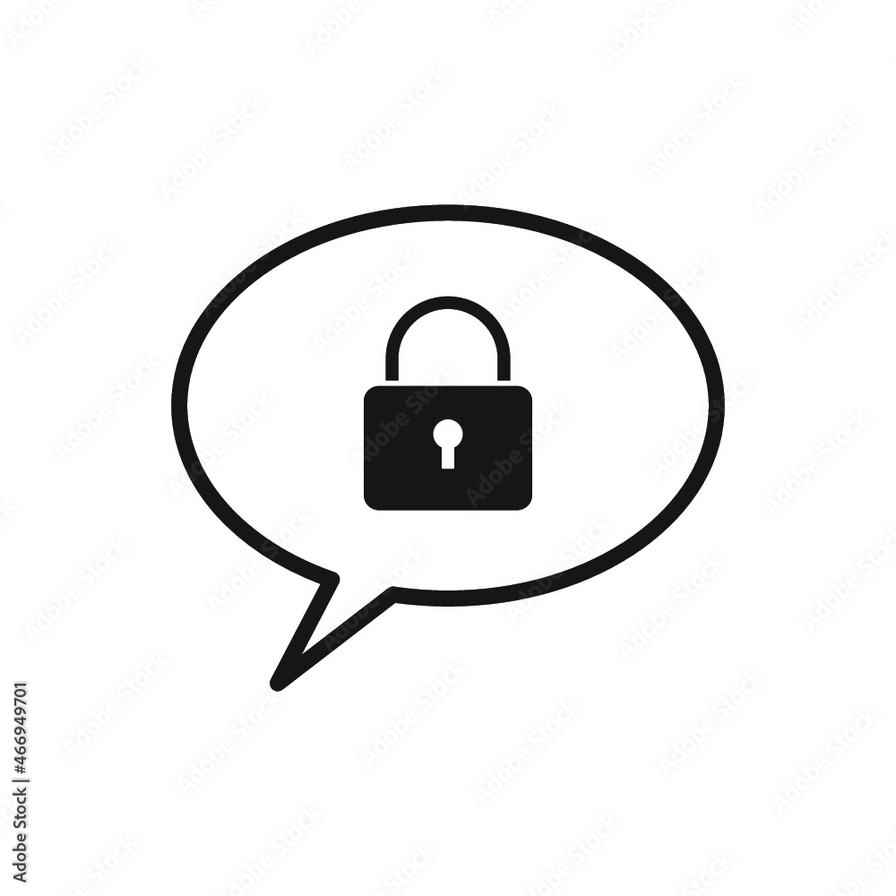Locked message sticker, orange chat bubble with image inside, on white background Locked message sticker, orange chat bubble with image inside, on white background