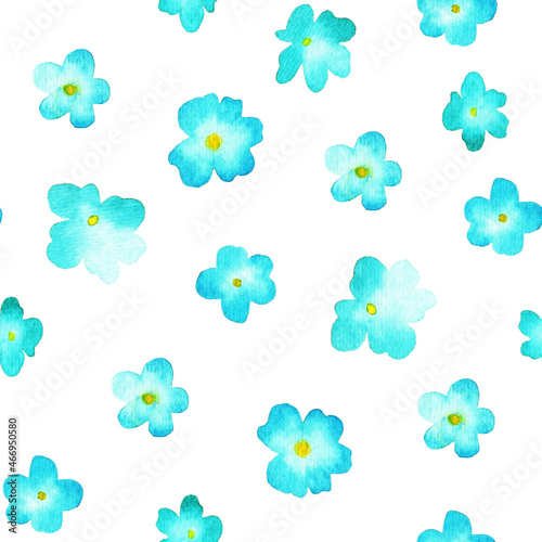 Blue flowers. Seamless pattern. Watercolor