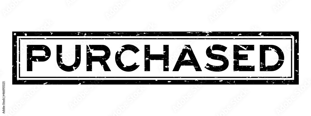 Fototapeta premium Grunge black purchased word sqaure rubber seal stamp on white background