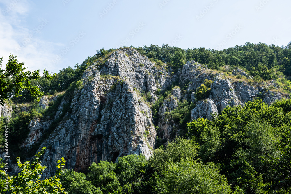 Landscape on the road to Vadu Crisului cave, Padurea Craiului mountains. Apuseni, Romania.