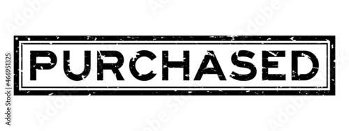 Grunge black purchased word sqaure rubber seal stamp on white background