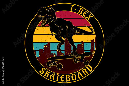 T-rex skateboard design vintage retro