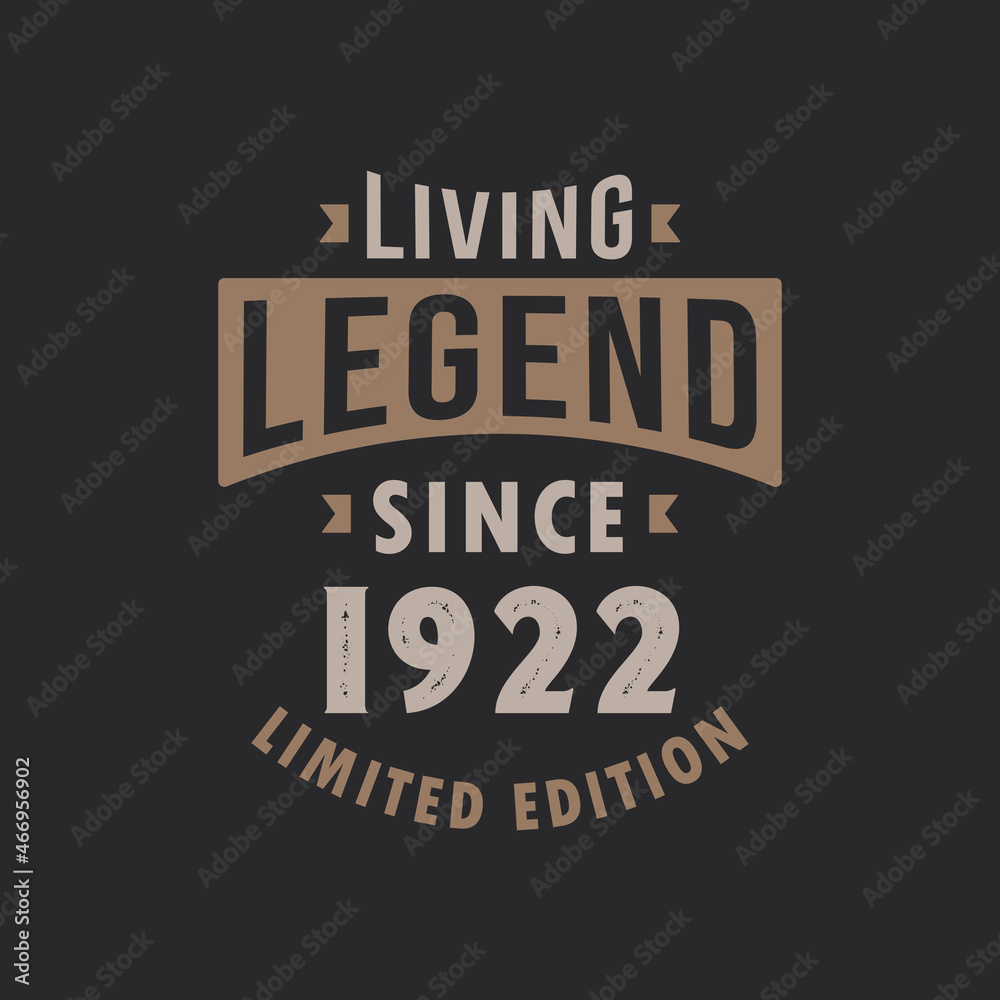 Living Legend since 1922 Limited Edition. Born in 1922 vintage typography Design.