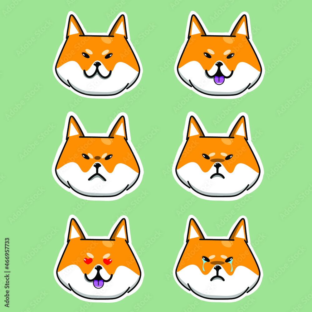 Stickers with a cute Akita whose name is Kiro.