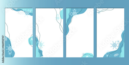 Set of editable backgrounds for social media stories. Vector winter pattern. Template for networks