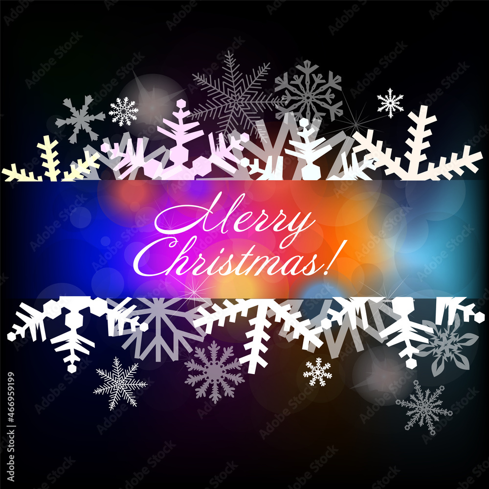 Naklejka premium Multi-colored background with snowflakes. Merry Christmas. Vector illustration