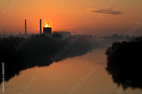 Sunrise view on Klyazma river near city Vladimir 