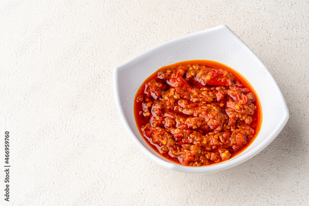 Sambal Balado is Traditional red chili paste from Padang, West Sumatra
Sambal Balado is one of Indonesian signature condiment. Sambal Balado is Traditional red chili paste from Padang, West Sumatra
Sambal Balado is one of Indonesian signature condiment.