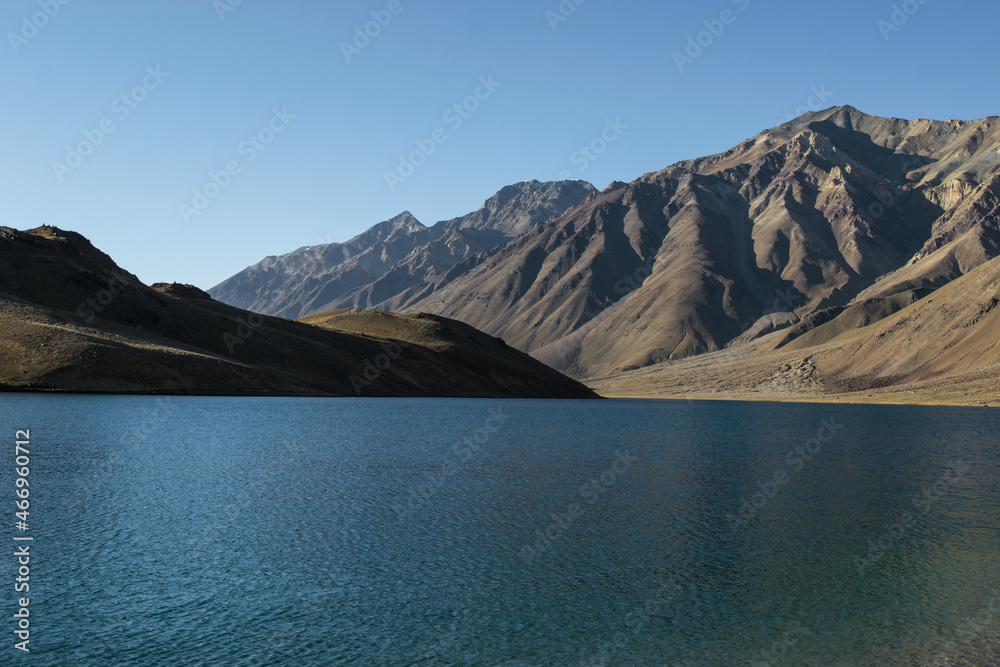 Beautiful Chandra Taal lake in Spiti valley, Himachal Pradesh. Tso Chigma or Chandra Tal is a lake in part of the Lahul and Spiti district. Chandra Tal lake also known as Lake Of The Moon