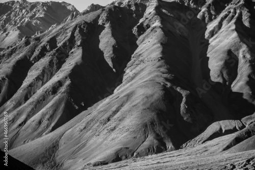 Closeup image of mountain at Chandra taal lake, Himachal Pradesh. mountains, patterns, abstract 