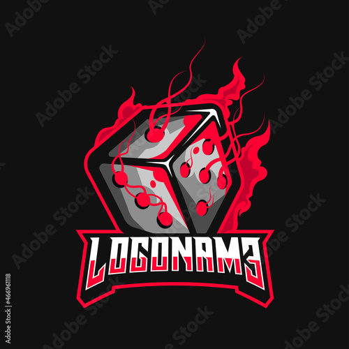 flame dice mascot logo illustration