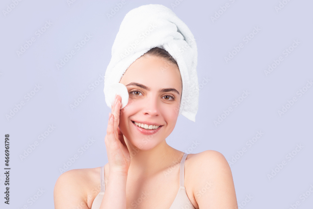 Beauty face portrait. Spa therapy, beautiful woman in towel takes care of skin. Beauty face portrait. Spa therapy, beautiful woman in towel takes care of skin.
