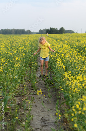 a girl in yellow rapeseed