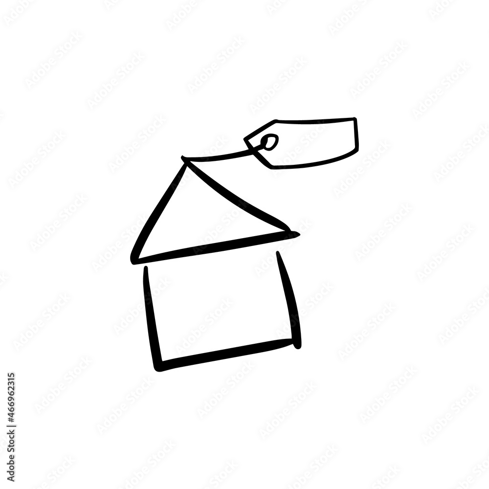 Rent apartments and houses sketch. Real estate rental logo. A simple symbol for renting a house