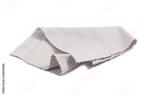 Gray glass cleaning cloth, napkin isolated on white background. Soft rag