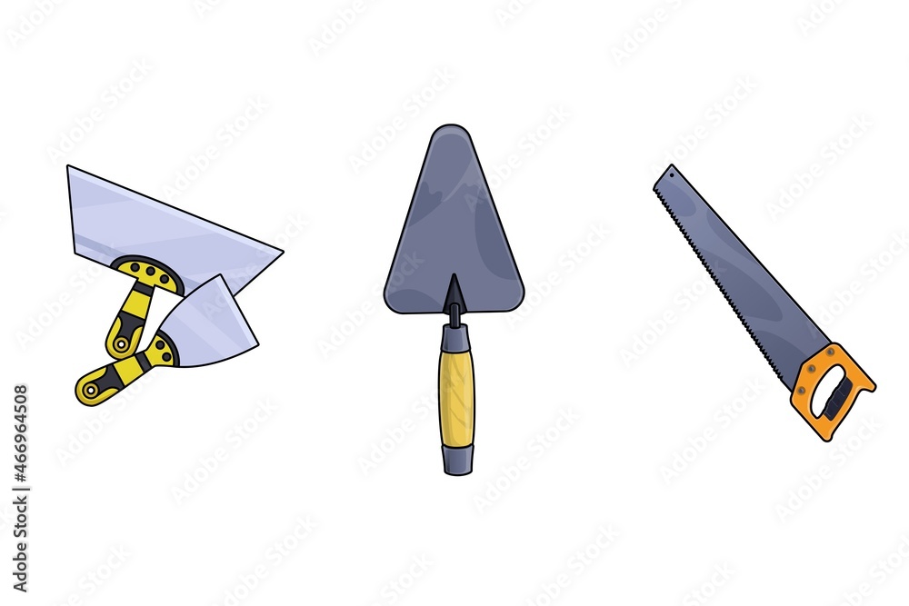 3D render illustration, Amazing picture of building tools with white blurry shadow background 3D render illustration, Amazing picture of building tools with white blurry shadow background
