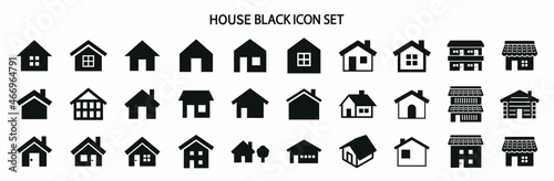 Simple monochrome house icon set photo
