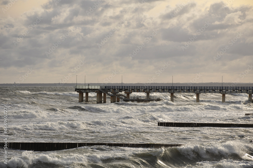 Baltic Sea during a storm. Landscape, nature, beauty, element, bad weather, autumn