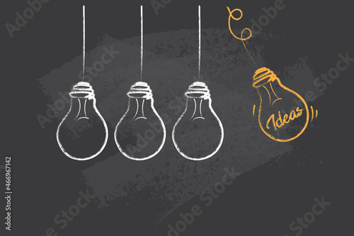 Ideas concept. lightbulb on blackboard