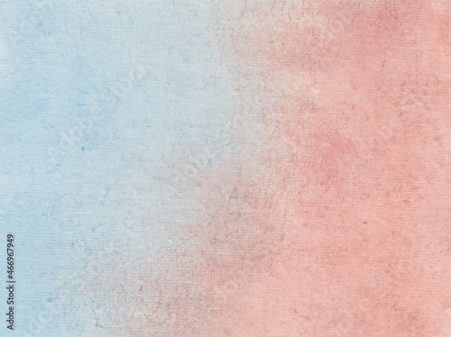 Light sky red shades and blue watercolor paper textured illustration for grunge design, vintage card, retro templates. Smooth pastel colors wet effect hand drawn canvas aquarelle background.