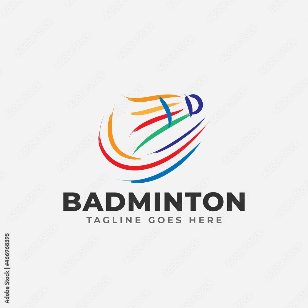 Shuttlecocks badminton logo design vector illustration.