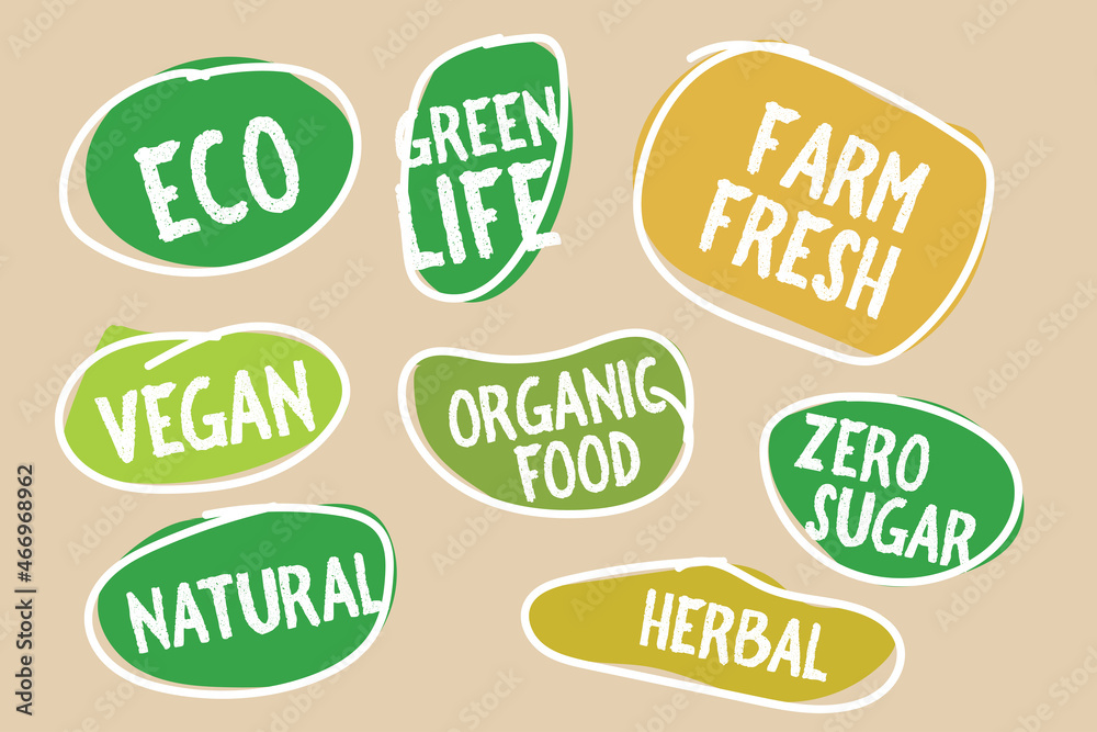 Eco Label Set. Green natural label. Eco Label Set. Green natural label.
