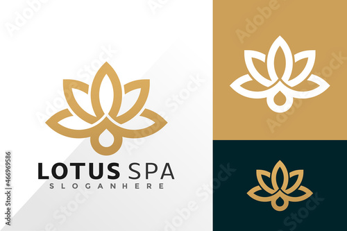 Luxury lotus spa logo vector design. Abstract emblem, designs concept, logos, logotype element for template