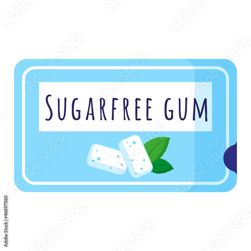 Vector cartoon packaging of sugar free mint gum.