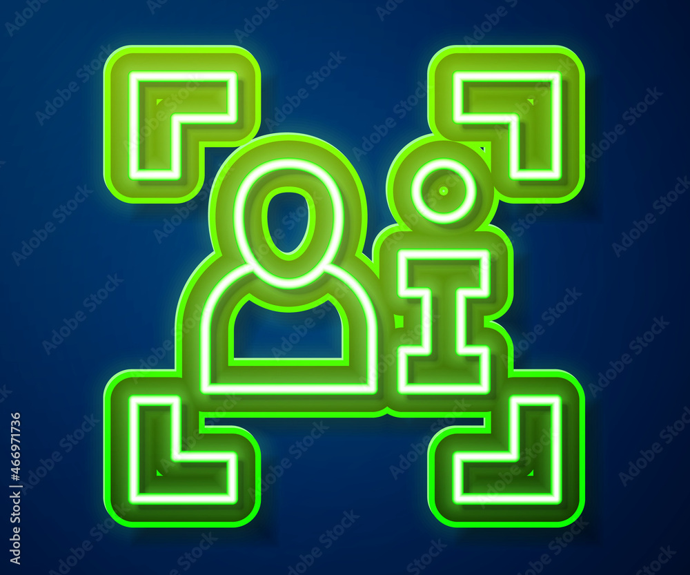 Glowing neon line Television report icon isolated on blue background. TV news. Vector Glowing neon line Television report icon isolated on blue background. TV news. Vector