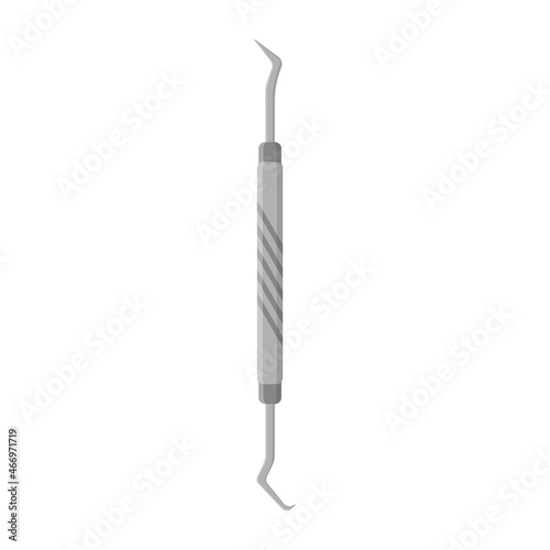 Vector cartoon dental therapy scaler and probe instrument.