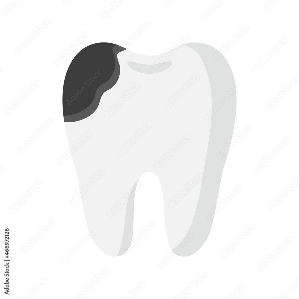Vector cartoon tooth with dental caries disease. Vector cartoon tooth with dental caries disease.