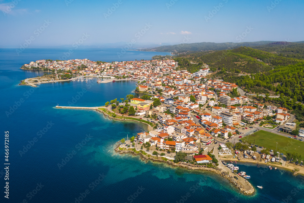 Popular Neos Marmaras city, Sithonia peninsula of Chalkidiki. Northern Greece