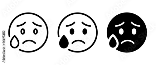 Tired Sweat Face Emoticon Icon editable stroke, flat design style isolated on white