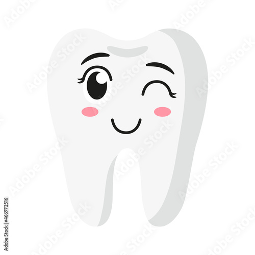 Vector cartoon cute wink characters of tooth.