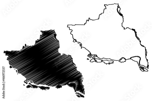 Saran district (Bihar State, division, Republic of India) map vector illustration, scribble sketch Saran map
